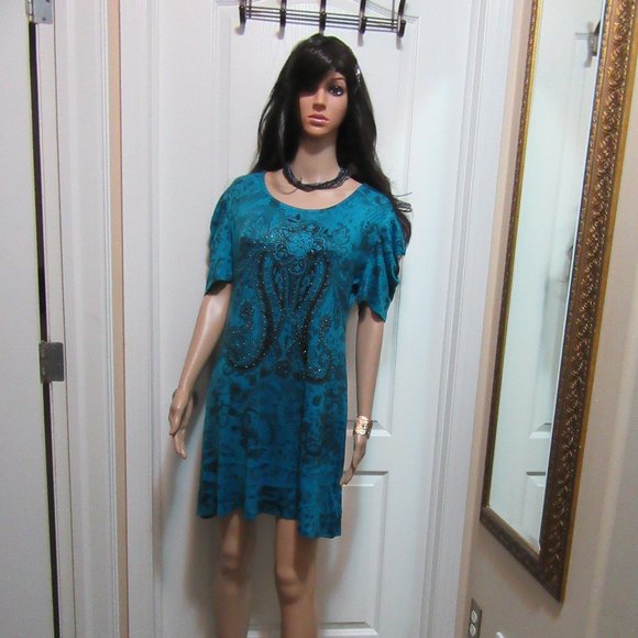 NEW  Blue Bling dress says small appears larger Check - Picture 5 of 16